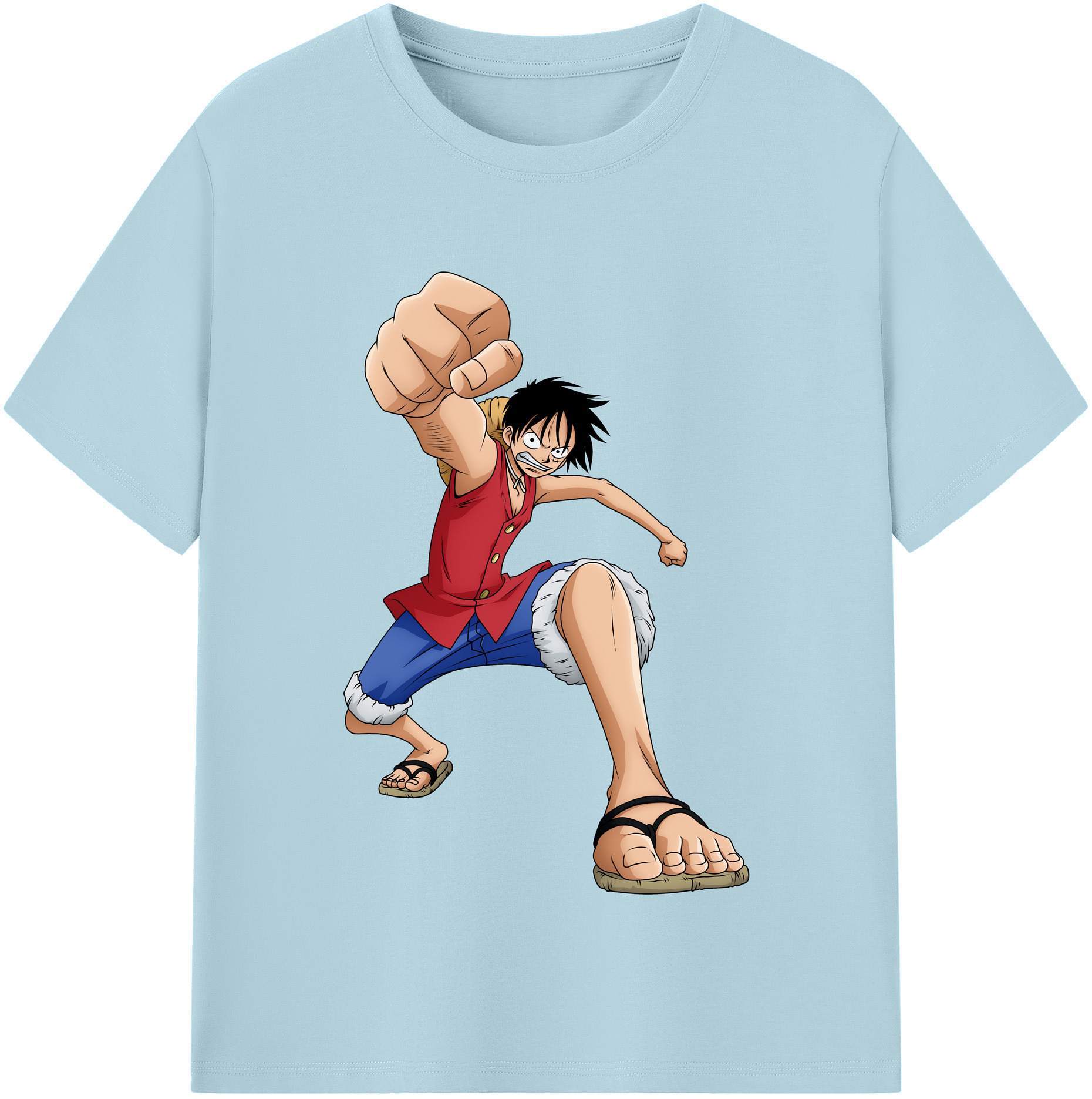 ワンピース モンキー・D・ルフィ ONE PIECE Monkey D. Luffy 綿100％半袖Tシャツ（フロントプリント）